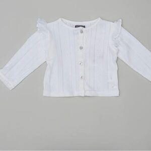Elegant White Kids Sweater with Ruffle Sleeves by Tocoto Vintage